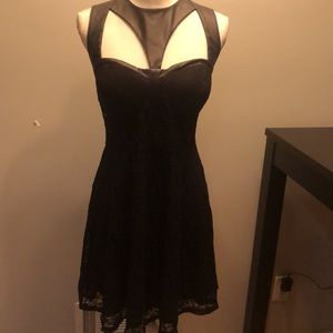 Material girl Leather detail black dress